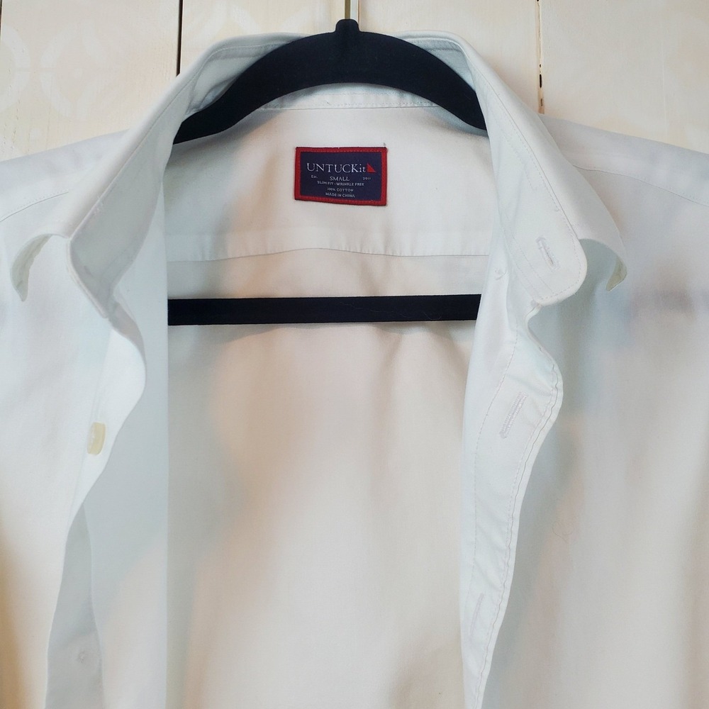 UNTUCKit Womens Small Slim Fit Wrinkle Free White Cotton Button Down Shirt - Picture 2 of 8